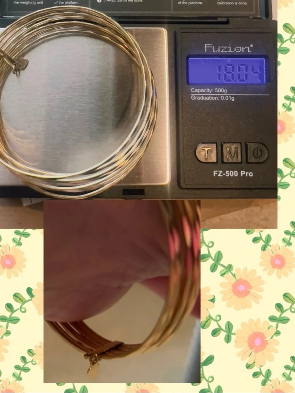 Ra 14k  Solid Yellow Gold 7 Bangle Bracelets with Heart Charm - Gold